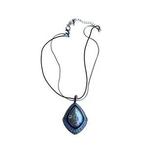 Premier Designs Diamond-Shape Pendant Necklace with Light Blue Studs, NWOT